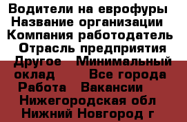 Водители на еврофуры › Название организации ­ Компания-работодатель › Отрасль предприятия ­ Другое › Минимальный оклад ­ 1 - Все города Работа » Вакансии   . Нижегородская обл.,Нижний Новгород г.